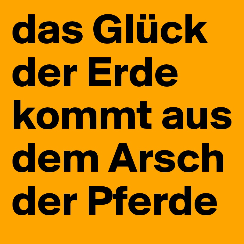 das Glück der Erde kommt aus dem Arsch der Pferde