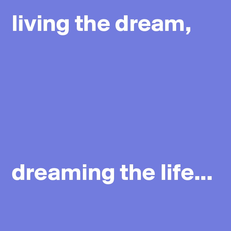 living the dream,





dreaming the life...
