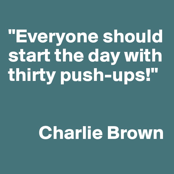 
"Everyone should start the day with thirty push-ups!"


        Charlie Brown
