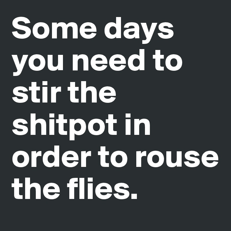 Some days you need to stir the shitpot in order to rouse the flies. 