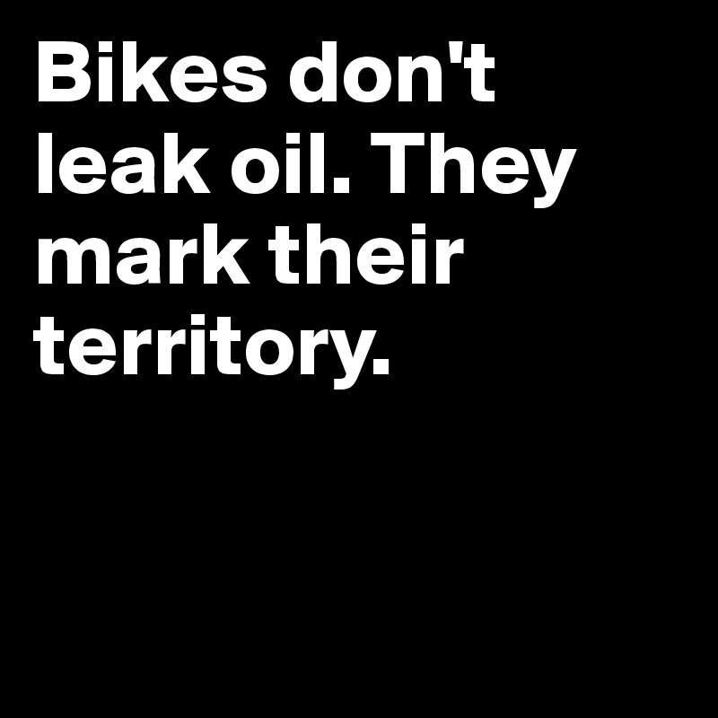 Bikes don't leak oil. They mark their territory. 


