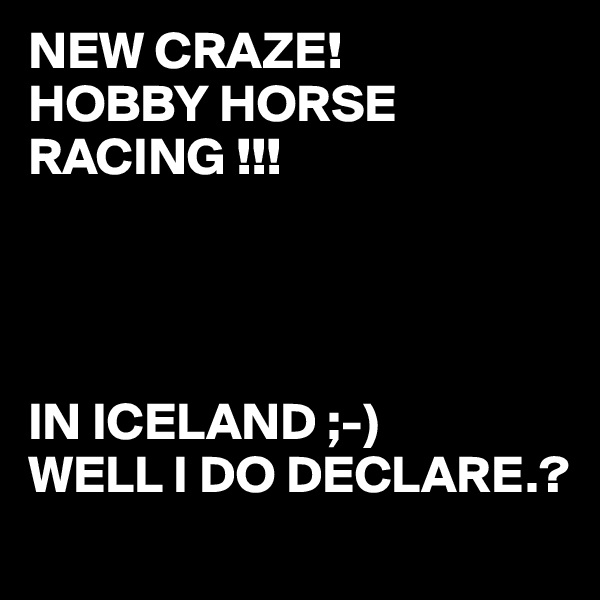 NEW CRAZE!
HOBBY HORSE RACING !!!




IN ICELAND ;-)
WELL I DO DECLARE.?
 