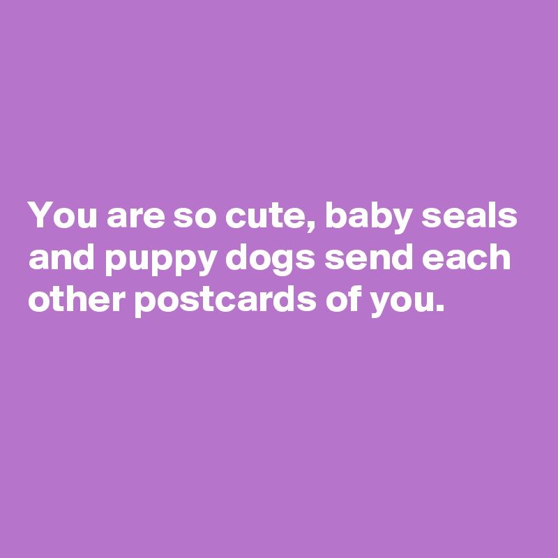 



You are so cute, baby seals and puppy dogs send each other postcards of you.




