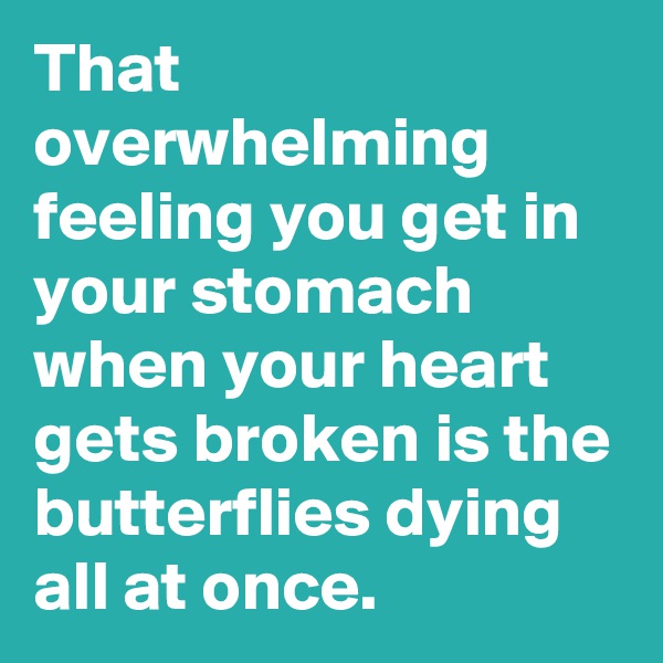 That overwhelming feeling you get in your stomach when your heart gets broken is the butterflies dying all at once.