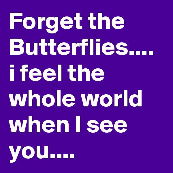 Forget the Butterflies.... i feel the whole world when I see you.... 