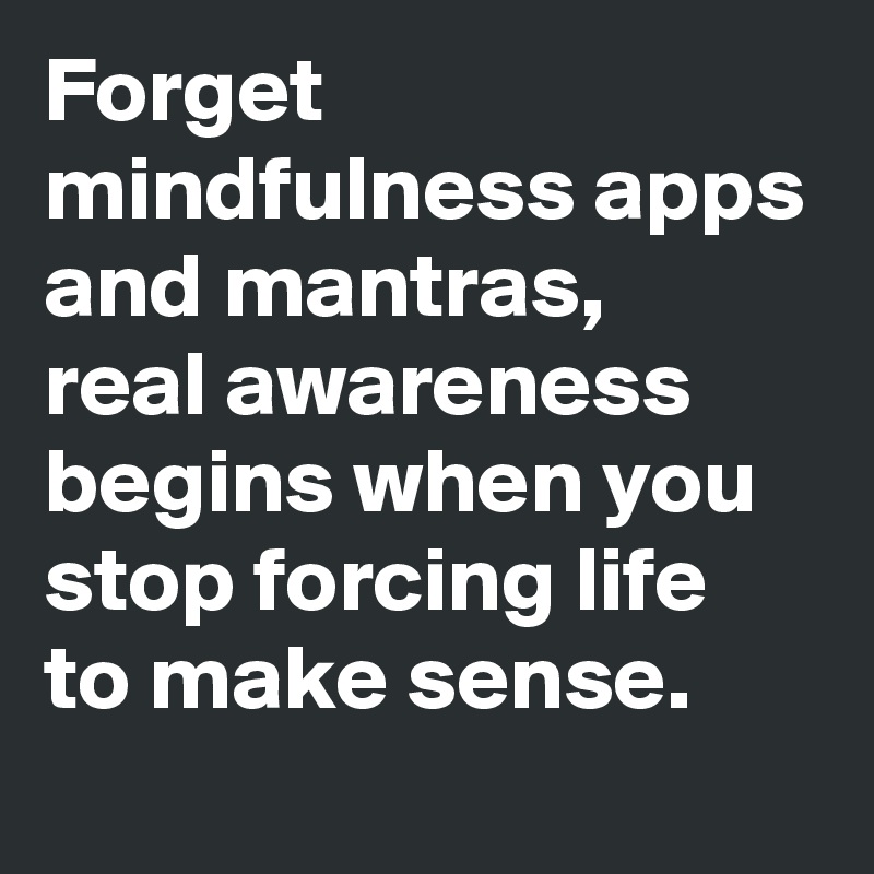 Forget mindfulness apps and mantras,
real awareness begins when you stop forcing life 
to make sense.