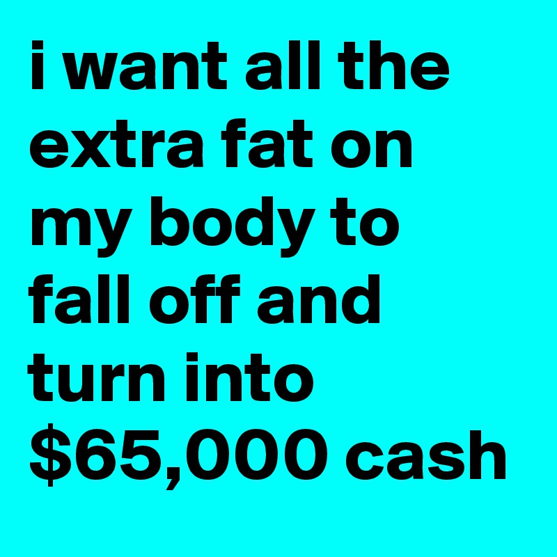i want all the extra fat on my body to fall off and turn into $65,000 cash