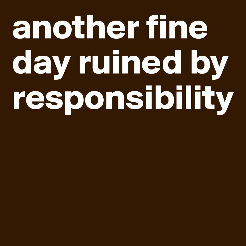 another fine day ruined by responsibility


