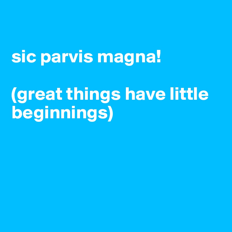 

sic parvis magna!

(great things have little beginnings)




