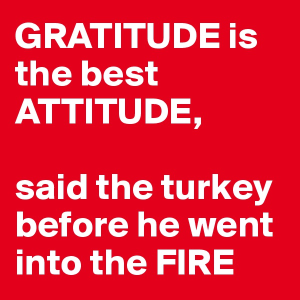 GRATITUDE is the best ATTITUDE, 

said the turkey before he went into the FIRE
