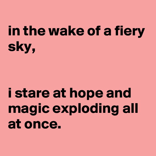 
in the wake of a fiery sky,


i stare at hope and magic exploding all at once.
