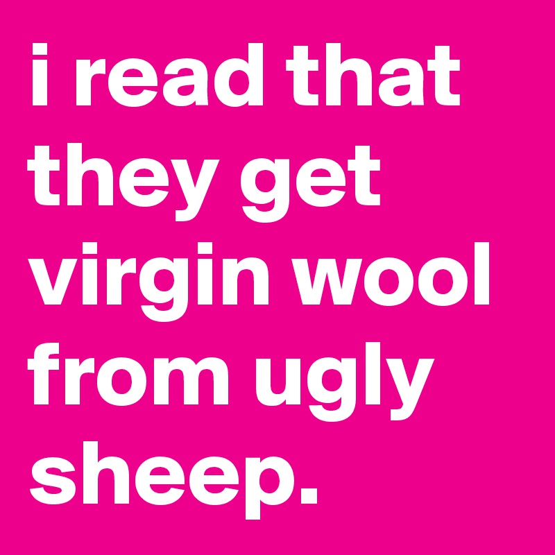 i read that they get virgin wool from ugly sheep.