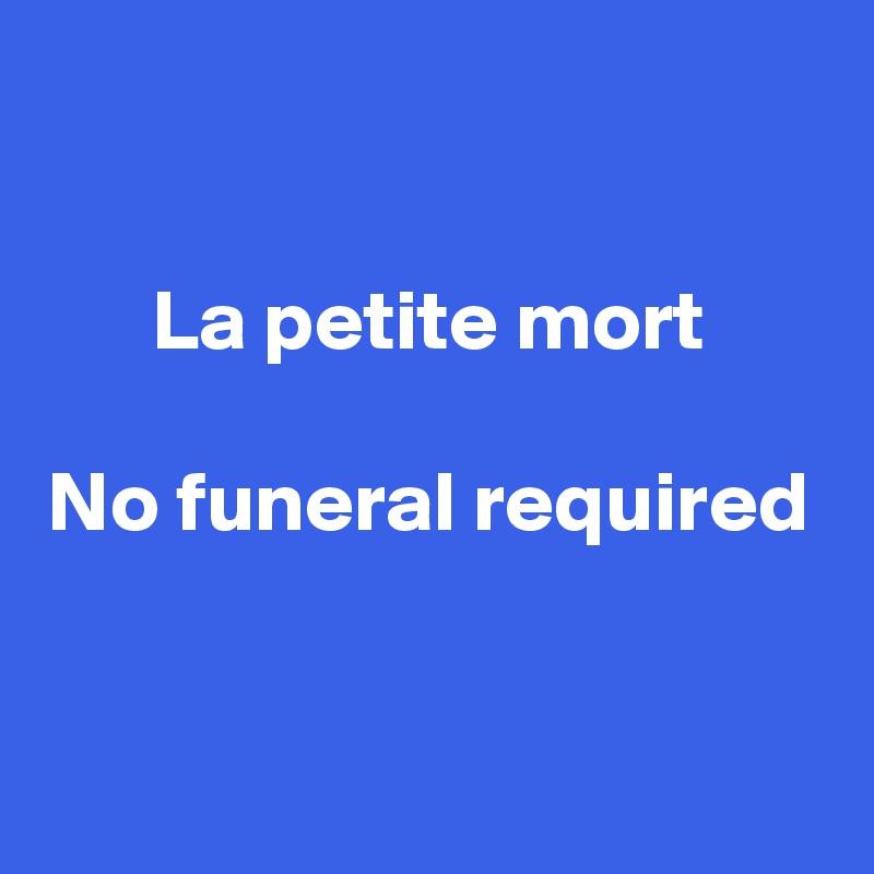 

La petite mort

No funeral required


