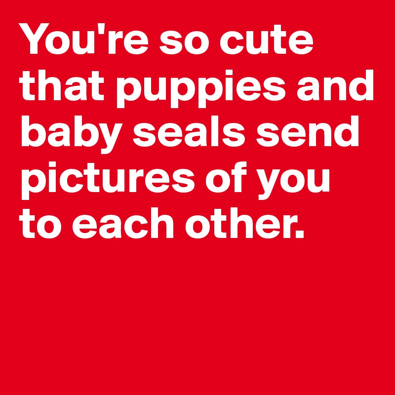 You're so cute that puppies and baby seals send pictures of you to each other.

