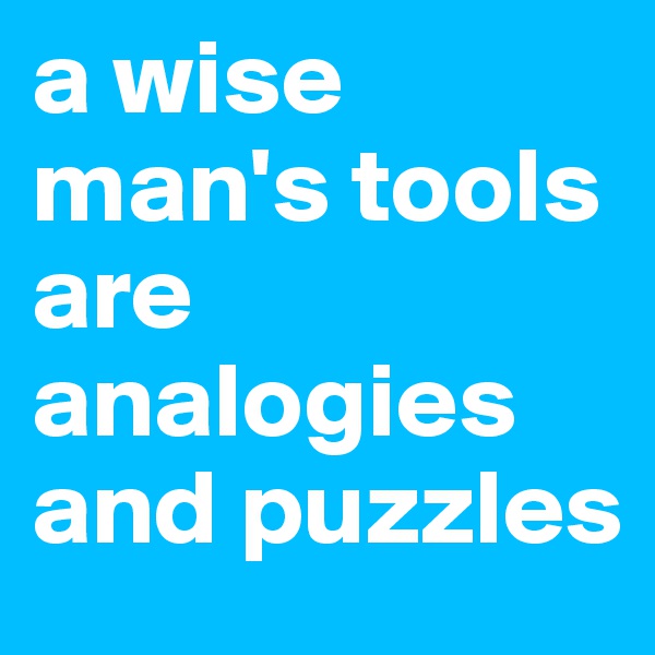 a wise man's tools are analogies and puzzles