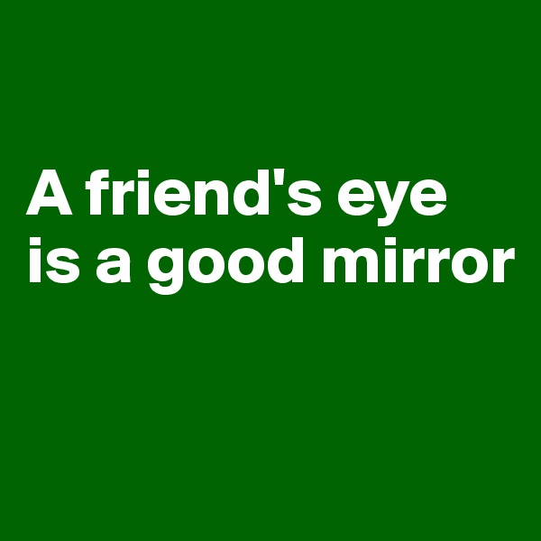 

A friend's eye is a good mirror


