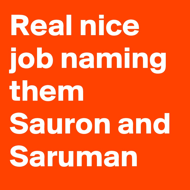 Real nice job naming them Sauron and Saruman