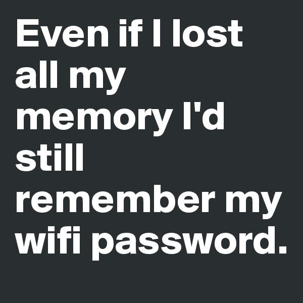 Even if I lost all my memory I'd still remember my wifi password. 