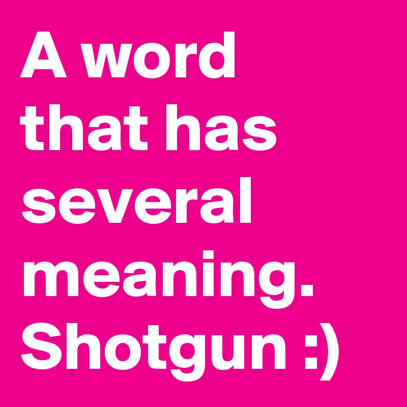 A word that has several meaning. Shotgun :)