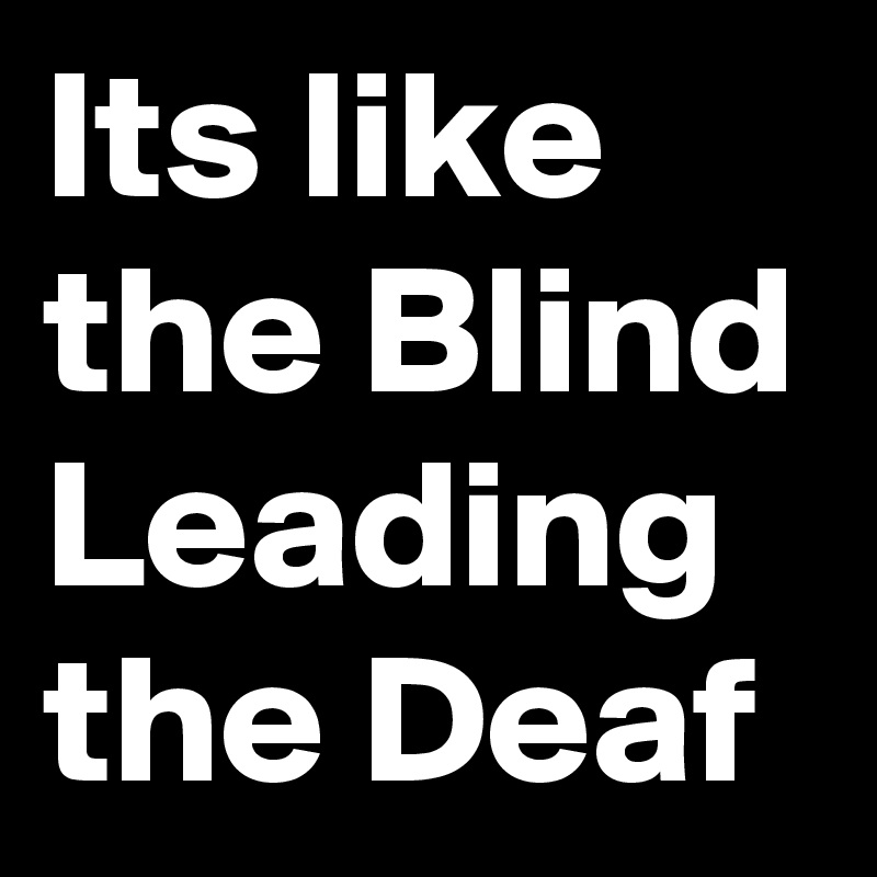 Its like the Blind Leading the Deaf