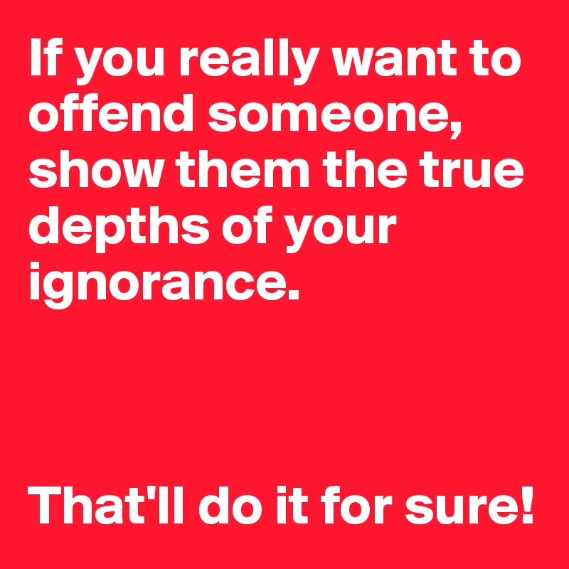 If you really want to offend someone, show them the true depths of your ignorance.



That'll do it for sure!