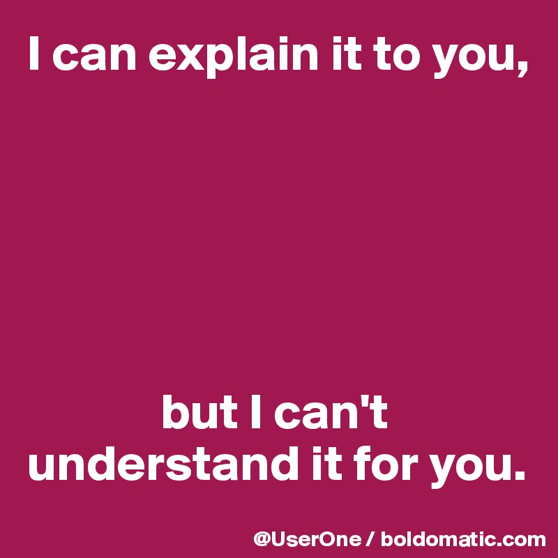 I can explain it to you,






             but I can't understand it for you.