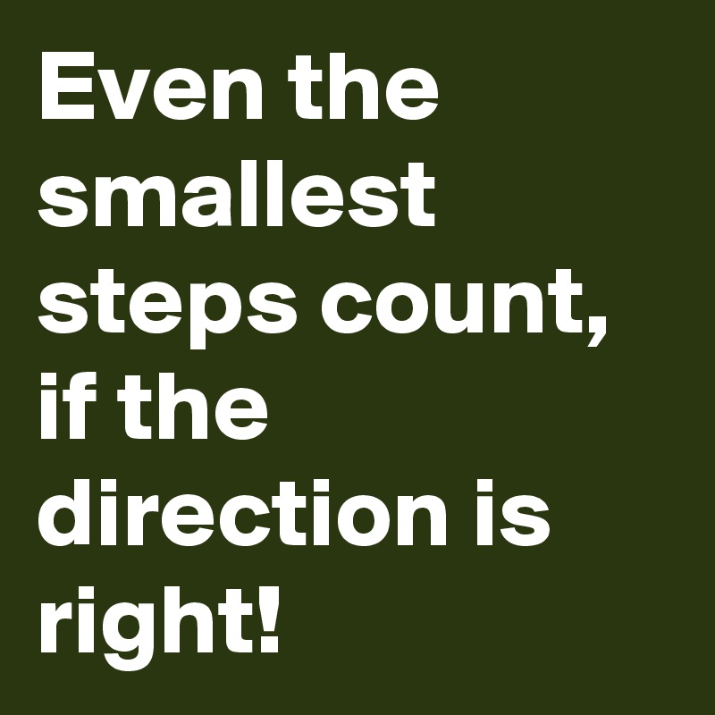 Even the smallest steps count, if the direction is right!