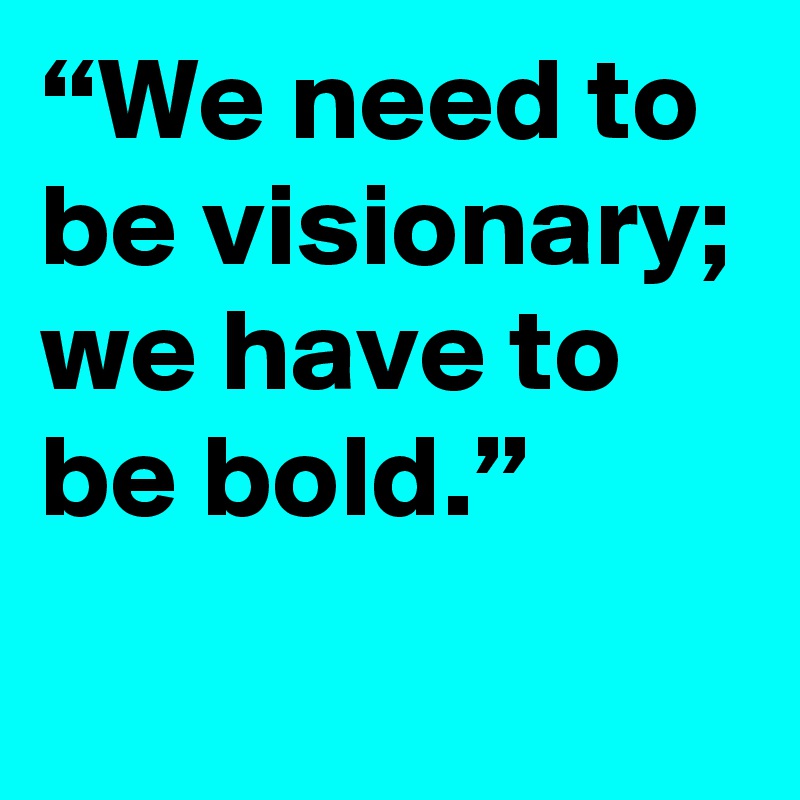 “We need to be visionary; we have to be bold.”
