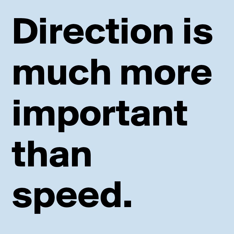 Direction is much more important than speed. 