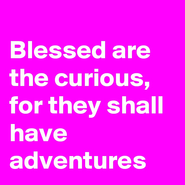 
Blessed are the curious, for they shall have adventures
