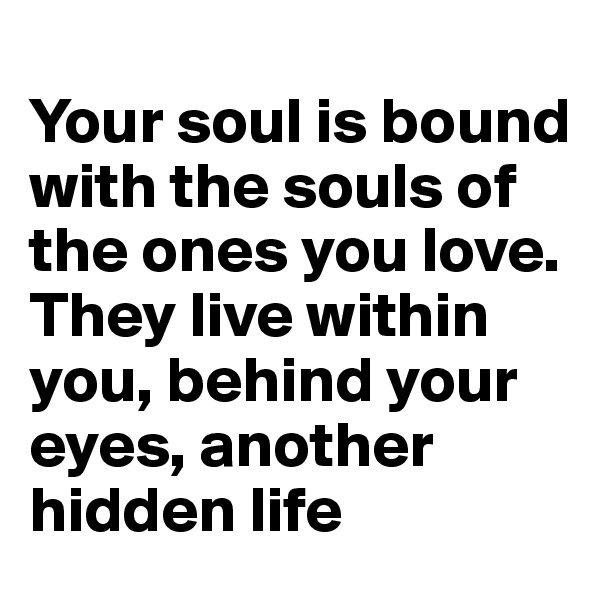 
Your soul is bound with the souls of the ones you love. They live within you, behind your eyes, another hidden life