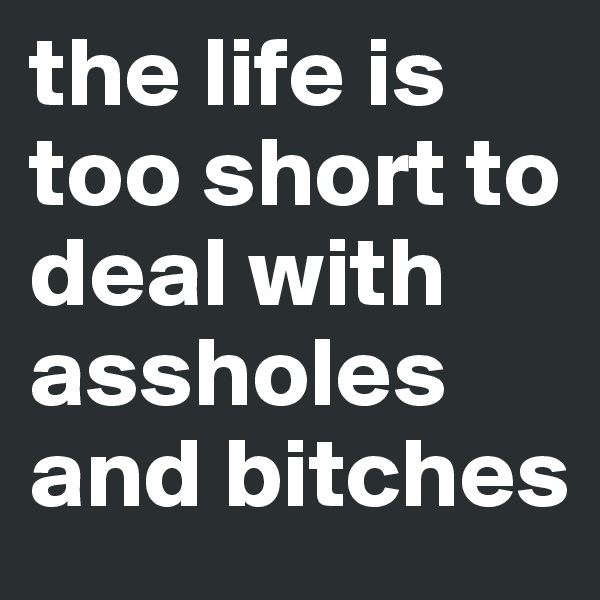 the life is too short to deal with assholes and bitches
