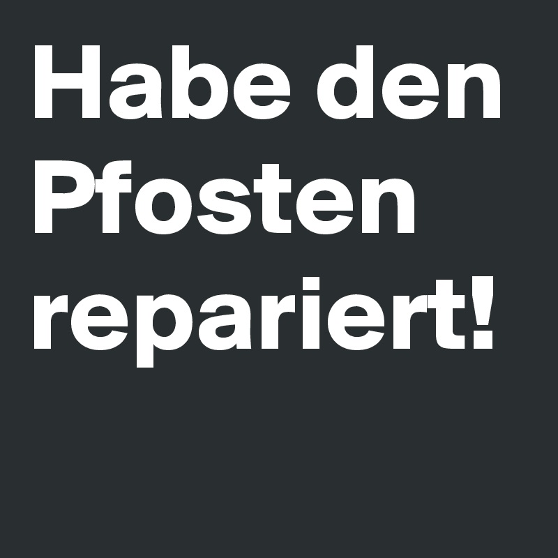 Habe den Pfosten repariert! 