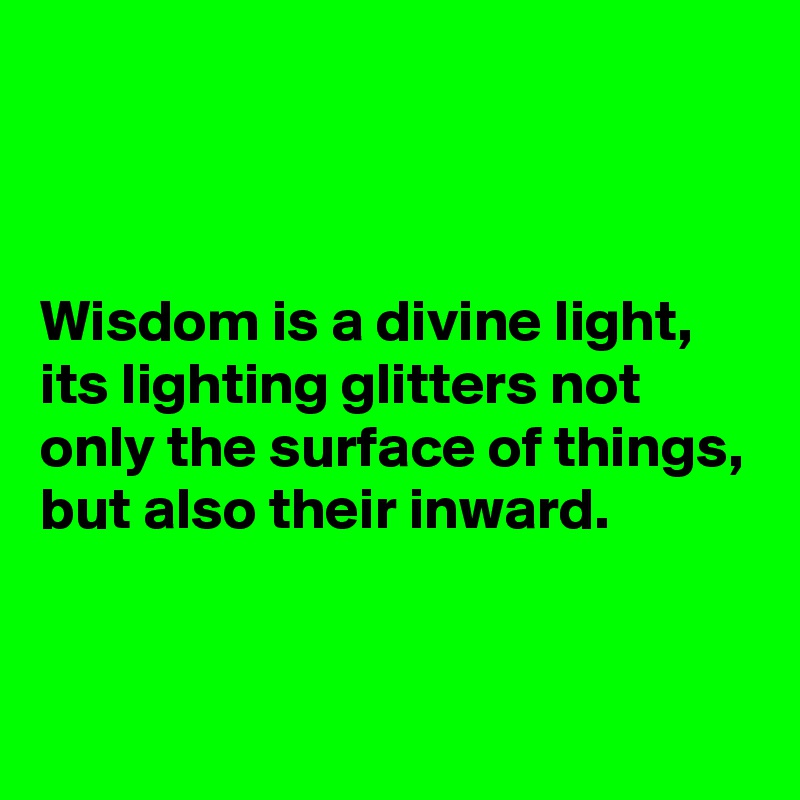 



Wisdom is a divine light, its lighting glitters not only the surface of things, but also their inward.


