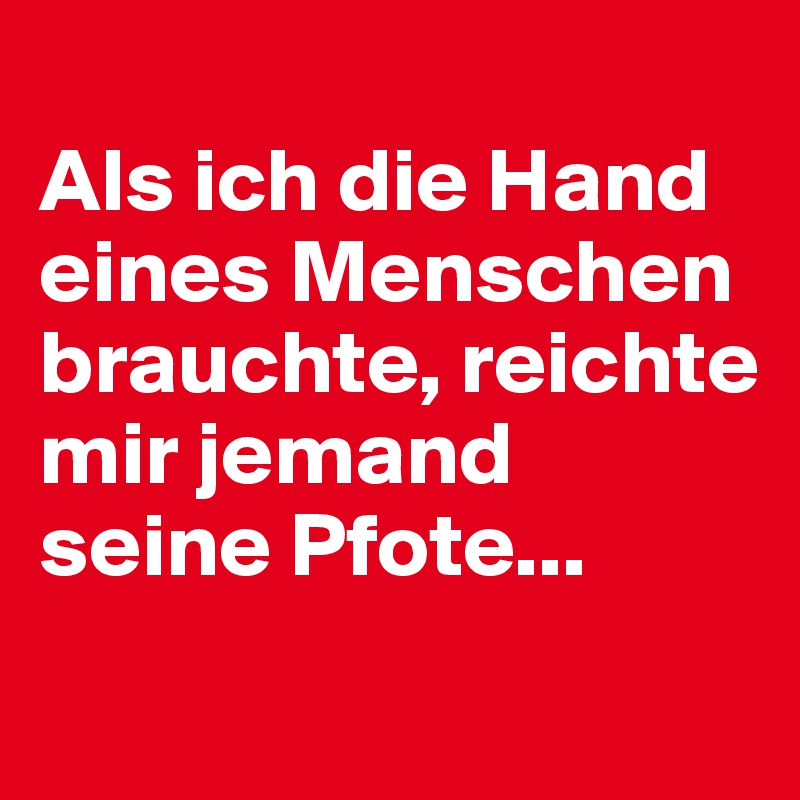 
Als ich die Hand eines Menschen brauchte, reichte mir jemand seine Pfote...
