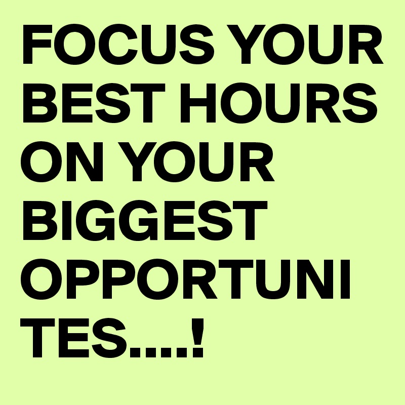 FOCUS YOUR BEST HOURS ON YOUR BIGGEST OPPORTUNITES....!