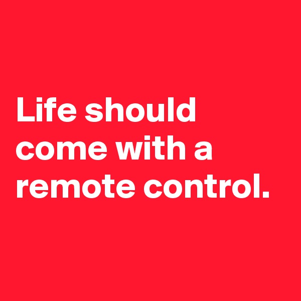 

Life should come with a remote control.  
