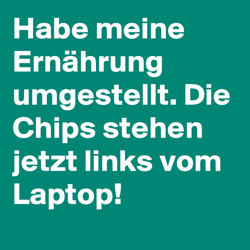 Habe meine Ernährung umgestellt. Die Chips stehen jetzt links vom Laptop!