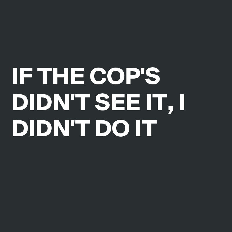 

IF THE COP'S DIDN'T SEE IT, I DIDN'T DO IT 


