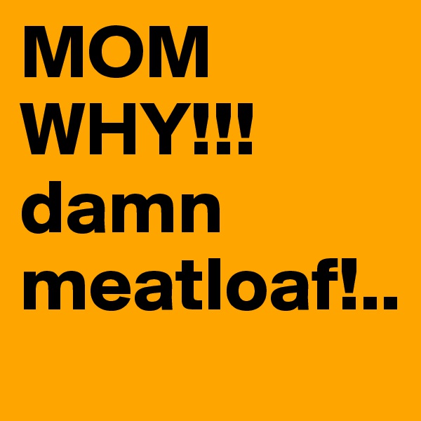 MOM WHY!!!
damn meatloaf!..