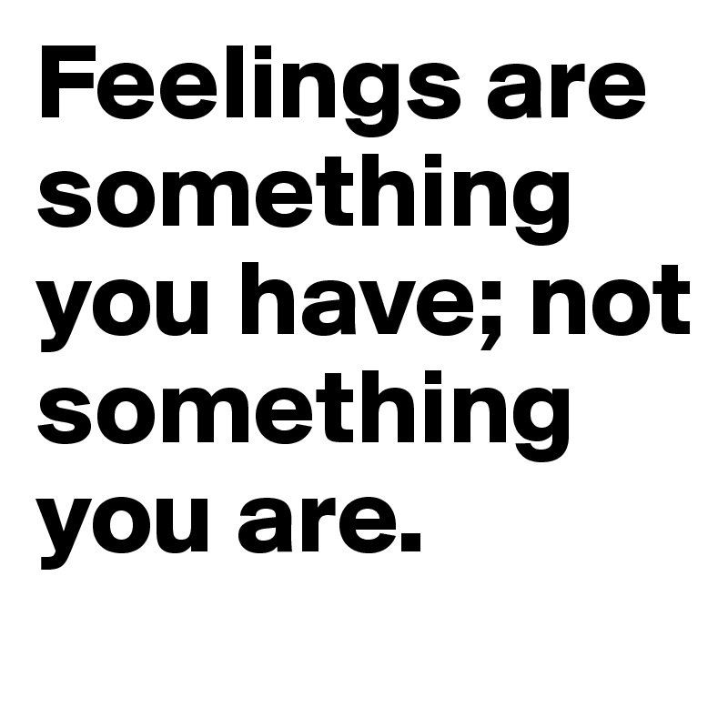 Feelings are something you have; not something you are.