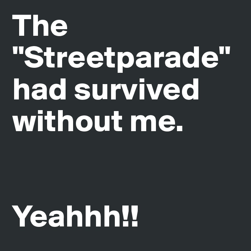 The "Streetparade" had survived without me.


Yeahhh!!