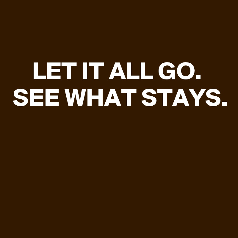
LET IT ALL GO.
SEE WHAT STAYS.



