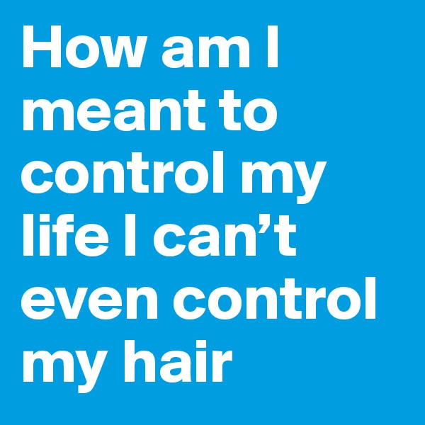 How am I meant to control my life I can’t even control my hair