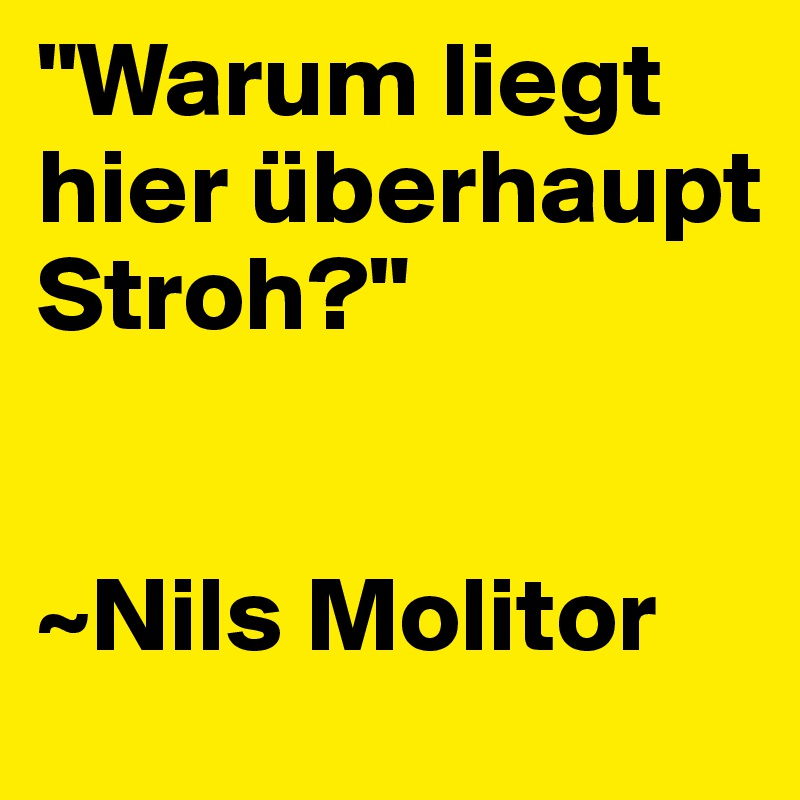 "Warum liegt hier überhaupt Stroh?"


~Nils Molitor
