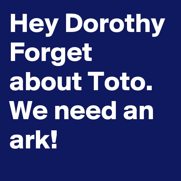 Hey Dorothy
Forget about Toto. We need an ark!