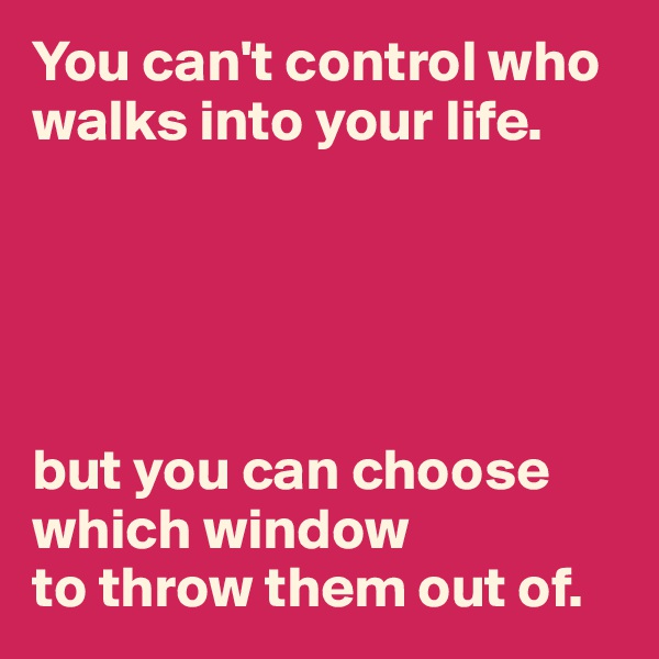 You can't control who walks into your life.





but you can choose which window 
to throw them out of.