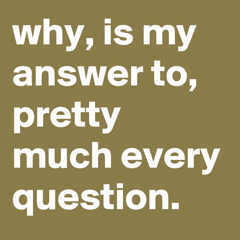 why, is my answer to, pretty much every question.