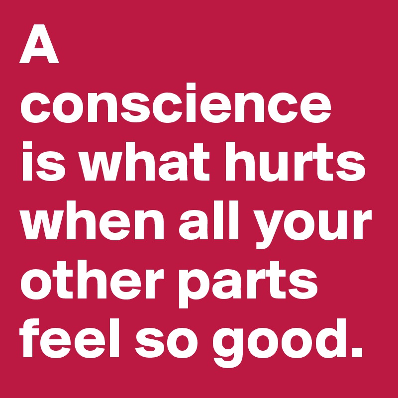 A conscience is what hurts when all your other parts feel so good.