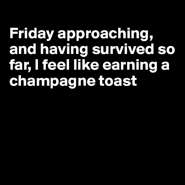 
Friday approaching, and having survived so far, I feel like earning a champagne toast




